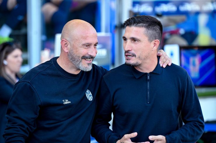Vincenzo Italiano e Fabio Pisacane in Cagliari-Bologna