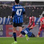 Una fase di gioco di Atalanta-Bayern Monaco