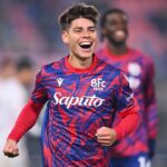 Benjamin Dominguez esulta dopo il gol in Bologna-Monza di Coppa Italia