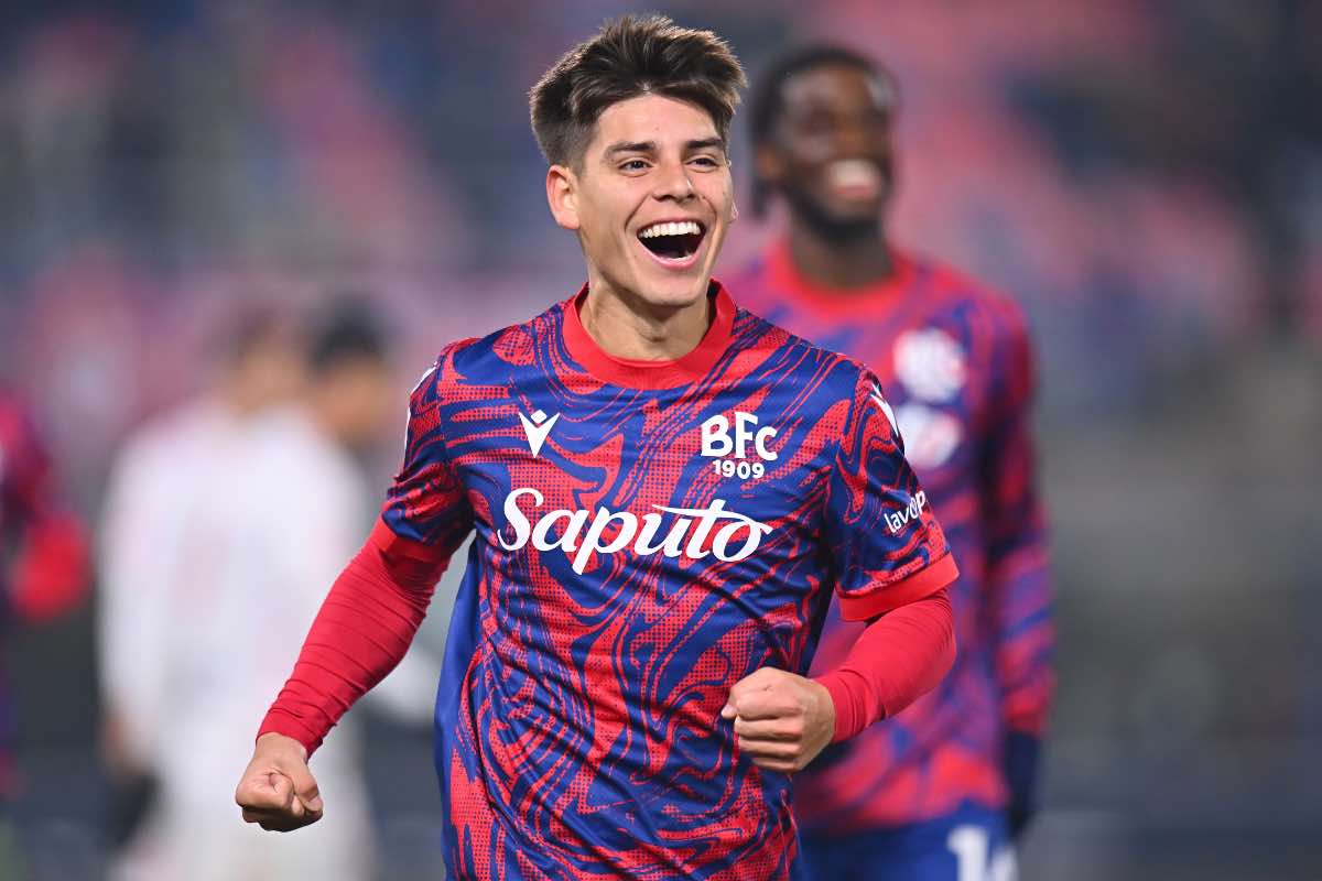 Benjamin Dominguez esulta dopo il gol in Bologna-Monza di Coppa Italia