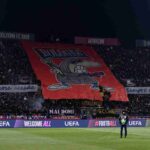 La coreografia dei tifosi del Bologna