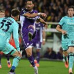 una azione di Fiorentina-Bologna