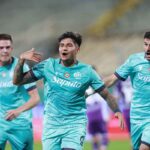 Santiago Castro of Bologna FC 1909 celebrates after scoring a goal during the Serie A match between ACF Fiorentina and Bologna FC 1909 at Artemio Franchi on October 26, 2025 in Florence, Italy.