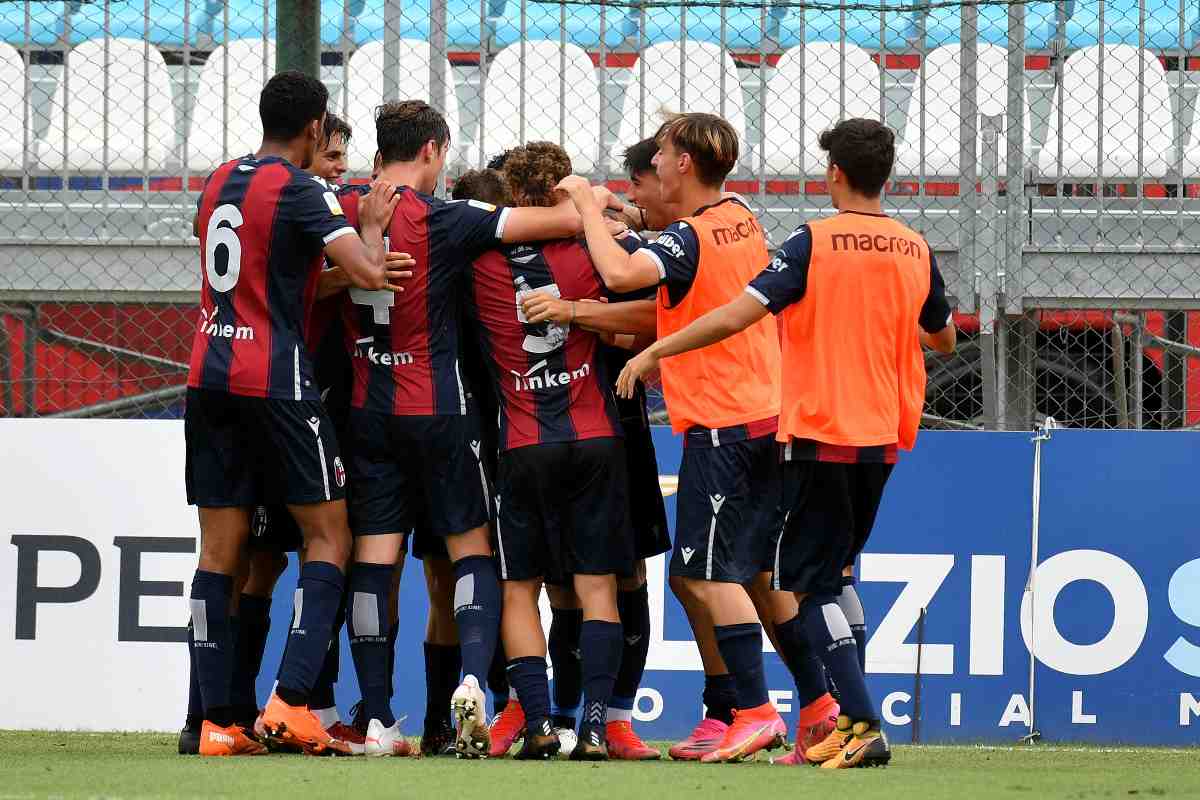 Bologna U19, Edoardo Vergani esulta dopo un gol
