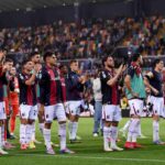 Bologna players applaud the fans at the end of the Serie A match between Udinese and Bologna at Stadio Friuli on April 28, 2025 in Udine, Italy.