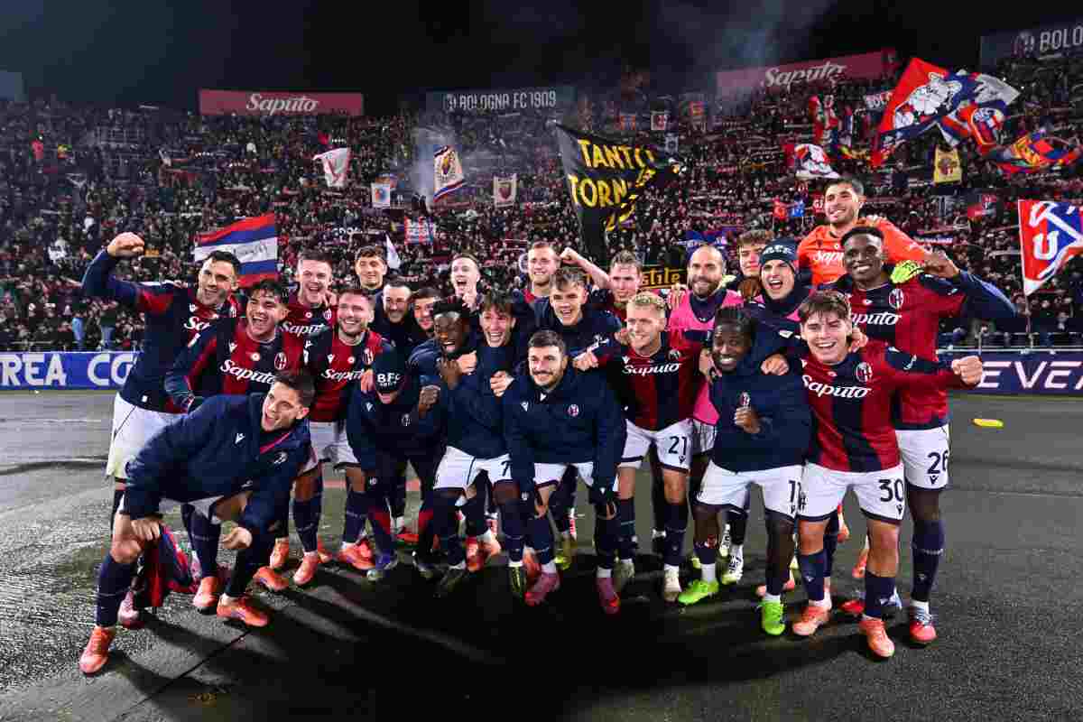 La festa del Bologna nel post gara