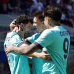 Il Bologna esulta dopo il gol