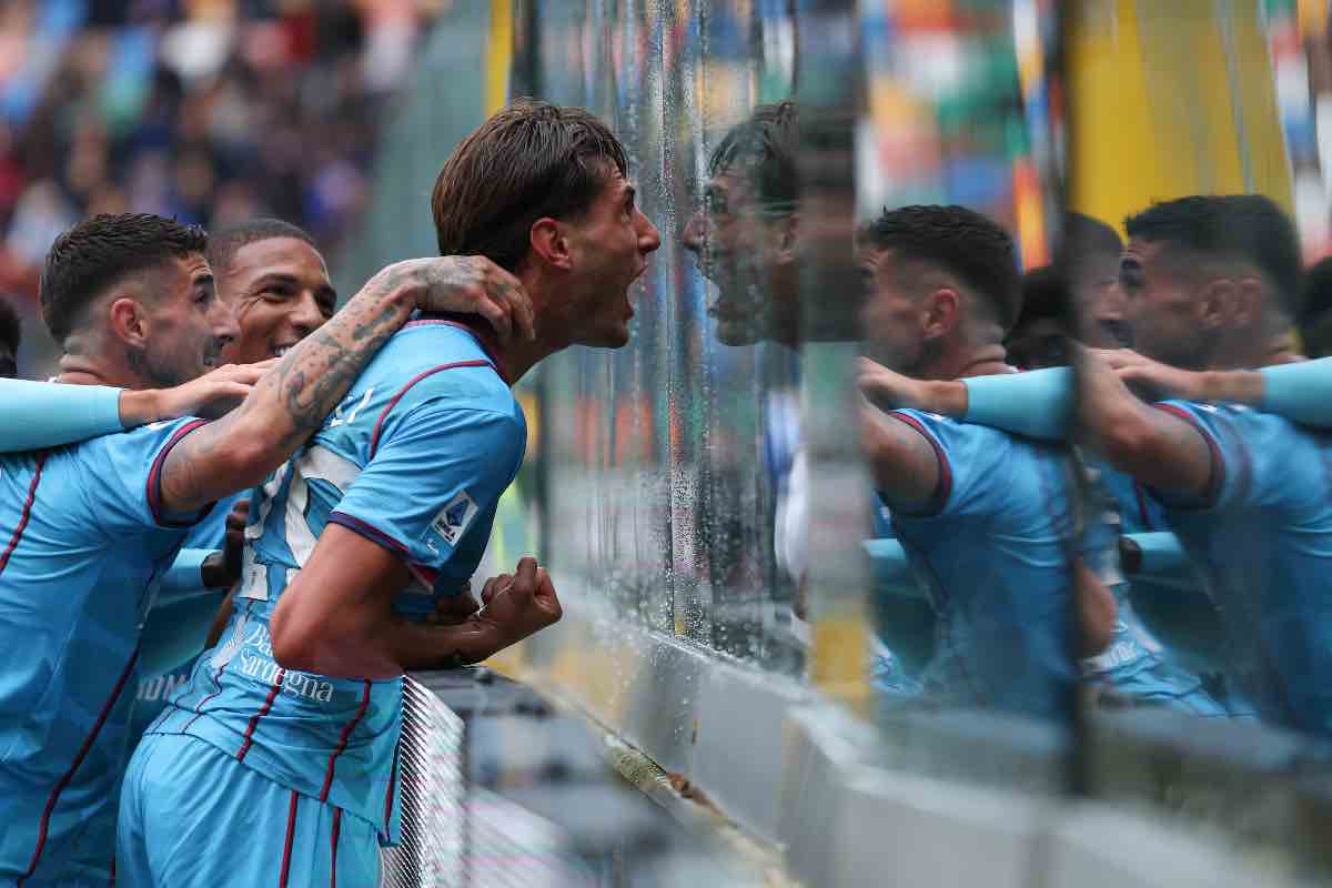Gennaro Borrelli esulta dopo il gol in Udinese-Cagliari