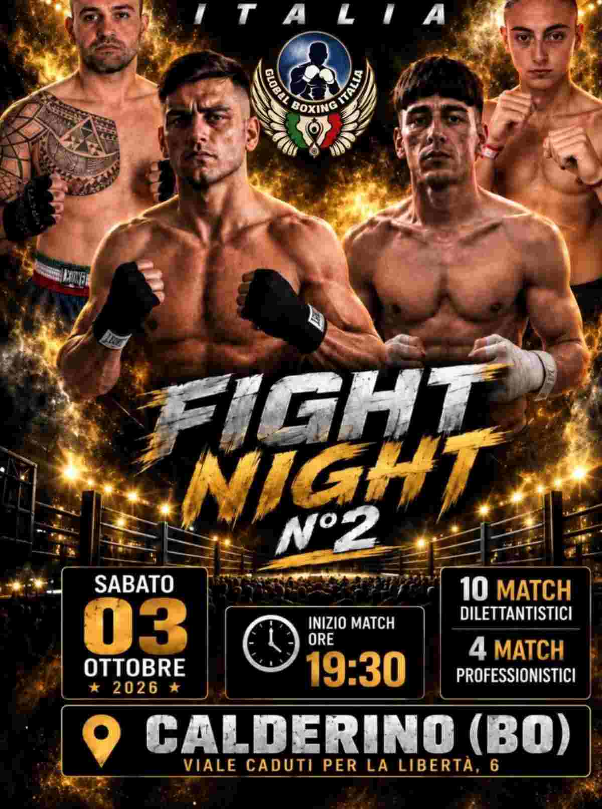 Serata di boxe il 3 ottobre: ecco la Fight Night n°2. Il programma