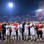 Players of SK Brann greet their fans during the UEFA Europa League 2025/26 League Phase MD4 match between Bologna FC 1909 and SK Brann at Stadio Renato Dall'Ara on November 06, 2025 in Bologna, Italy.