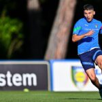 Nicolò Cambiaghi durante un allenamento con l’Italia U21 (2022)
