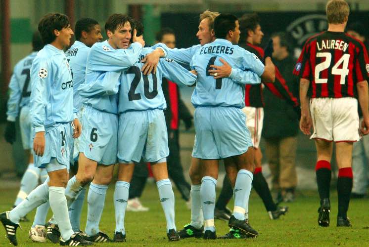 Il Celta Vigo esulta nella vittoria contro il Milan