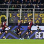 Lykogiannis esulta dopo il gol in Inter-Bologna (2022)