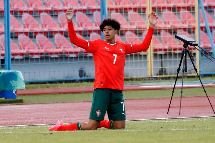 Cristiano Ronaldo Jr. esulta dopo un gol