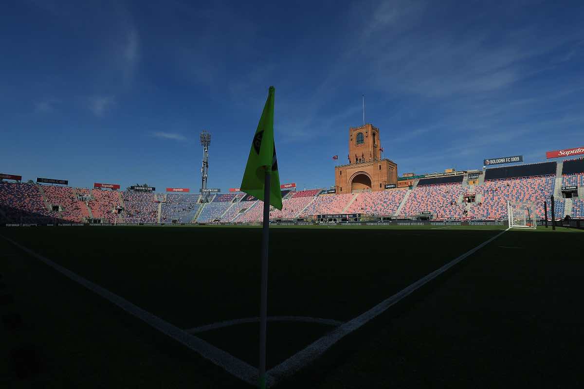 Lo stadio Dall’Ara poco prima del fischio d’inizio di Bologna-Sassuolo