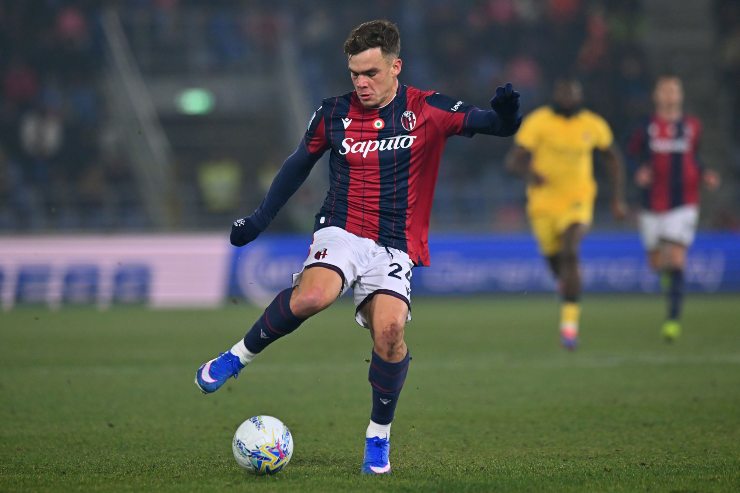 BOLOGNA, ITALY - FEBRUARY 03: Thijs Dallinga of Bologna FC during the Serie A match between Bologna FC 1909 and AC Milan at Renato Dall'Ara Stadium on February 03, 2026 in Bologna, Italy.