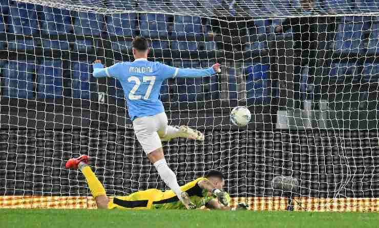 Daniel Maldini in gol con la Lazio
