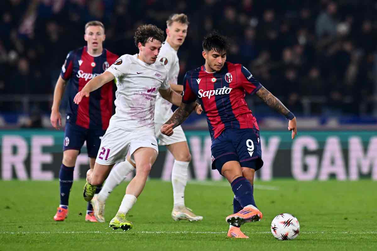 De Roeve e Castro durante Bologna-Brann del girone di Europa League