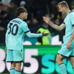 Dominguez e Pobega esultano dopo il gol in Udinese-Bologna