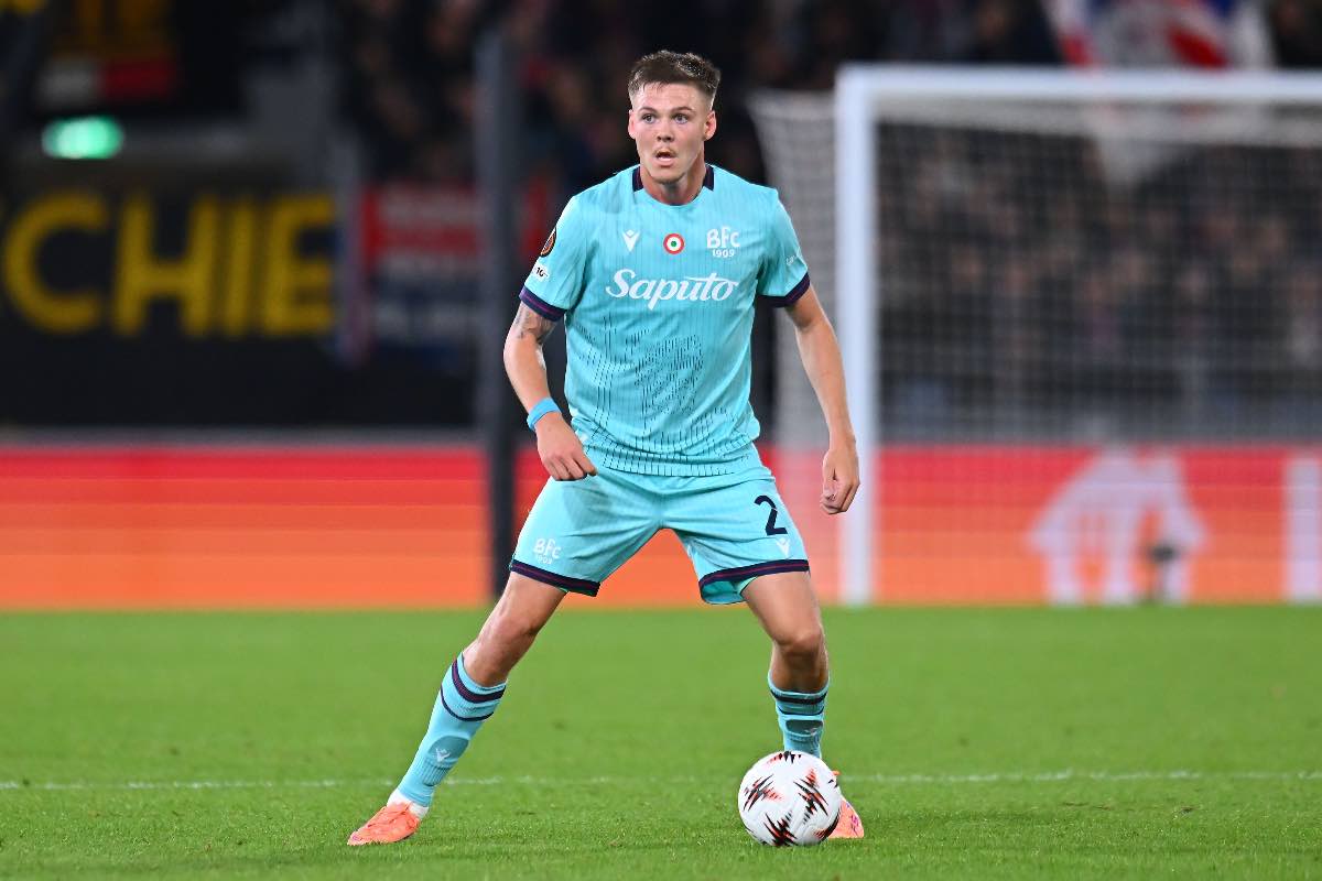 Emil Holm in azione durante Bologna-Friburgo