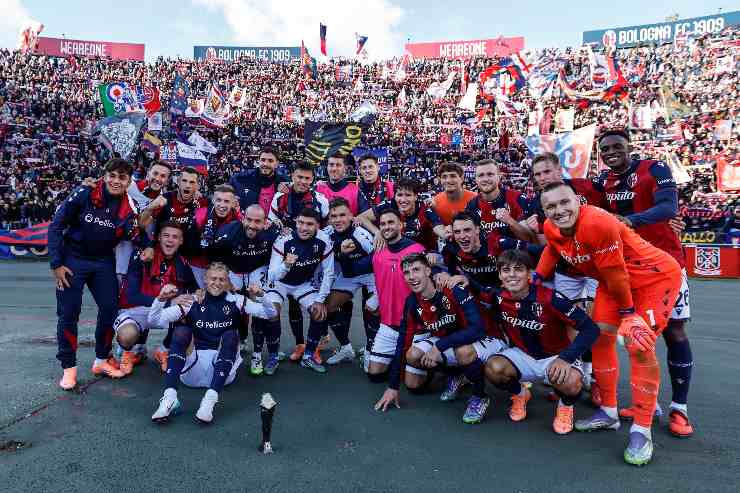 Esultanza dei calciatori del Bologna