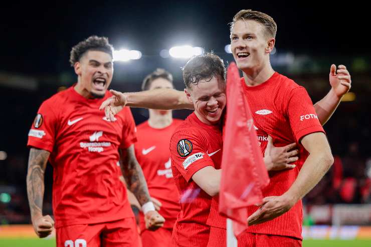 I calciatori del Brann esultano dopo un gol