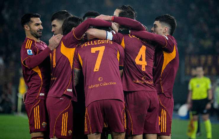 Esultanza dei calciatori della Roma 