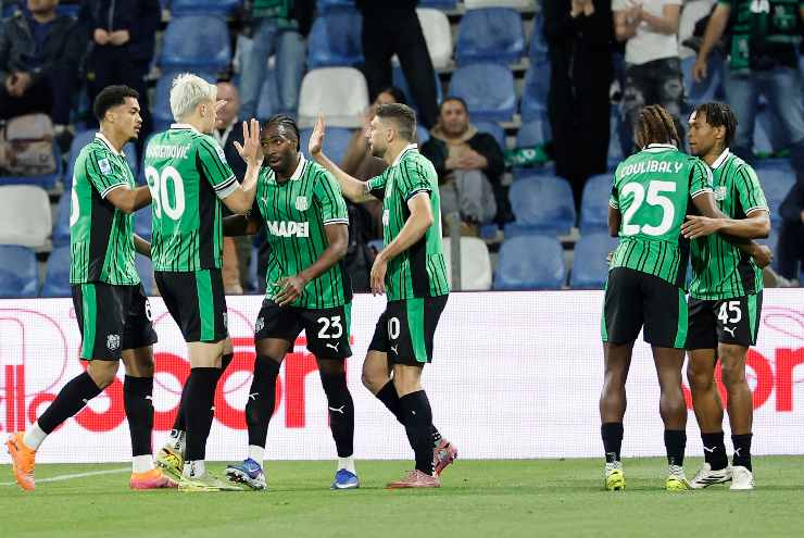 I calciatori del Sassuolo esultano