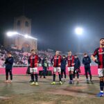 Players of Bologna during the UEFA Europa League 2025/26 League Phase MD7 match between Bologna FC 1909 and Celtic FC at Stadio Renato Dall'Ara on January 22, 2026 in Bologna, Italy.