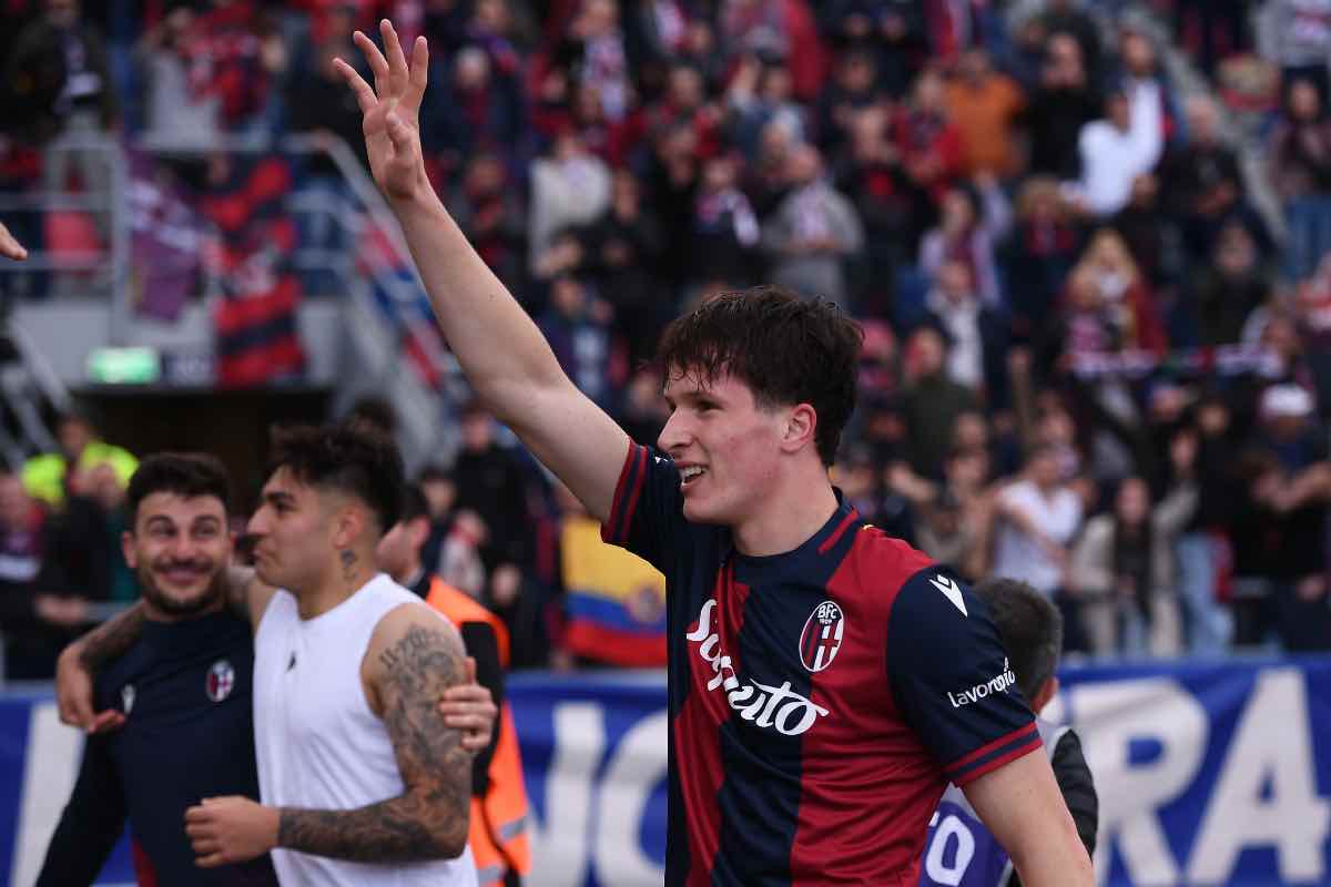 Giovanni Fabbian esulta dopo il gol alla Lazio