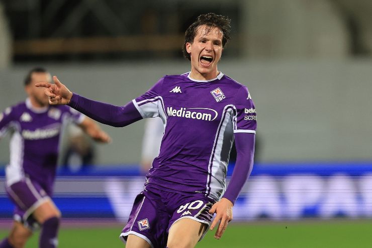  Giovanni Fabbian of ACF Fiorentina reacts during of the Coppa Italia match between of ACF Fiorentina and of Como 1907 at Stadio Artemio Franchi on January 27, 2026 in Florence, Italy.