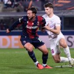 Federico Bernardeschi in azione durante Bologna-Brann del girone di Europa League