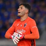 Federico Ravaglia durante Bologna-Aston Villa