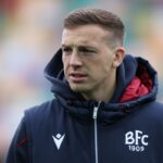 Lewis Ferguson of Bologna out on the pitch ahead of the Serie A match between Udinese Calcio and Bologna FC 1909 at Stadio Friuli on November 22, 2025 in Udine, Italy.