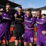 Pongracic, De Gea, Gudmundsson e Beltrán festeggiano la vittoria in Fiorentina-Atalanta