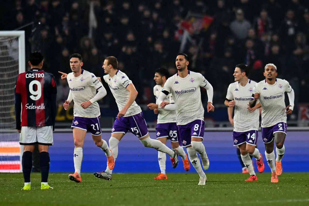 La Fiorentina esulta dopo il gol
