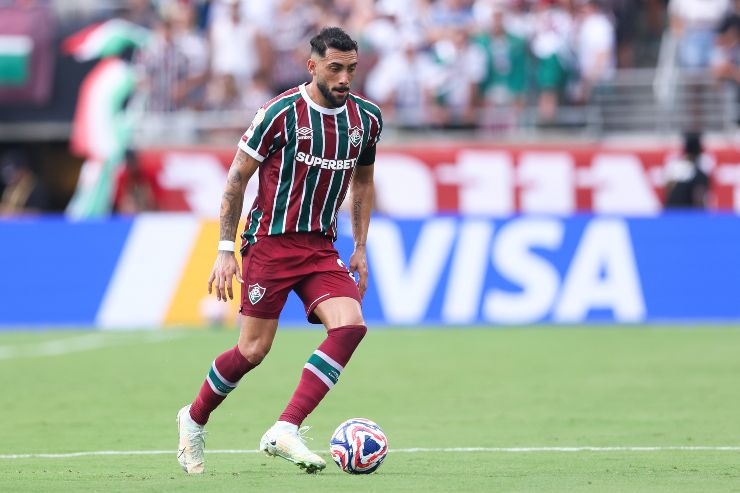 JULY 04: Juan Freytes #22 of Fluminense FC controls the ball during the FIFA Club World Cup 2025 quarter final match between Fluminense FC and Al Hilal at Camping World Stadium on July 04, 2025 in Orlando, Florida.