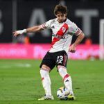 CORDOBA, ARGENTINA - OCTOBER 18: Matias Galarza of River Plate shoots during a Torneo Clausura Betano 2025 match between Talleres and River Plate at Mario Alberto Kempes Stadium on October 18, 2025 in Cordoba, Argentina.