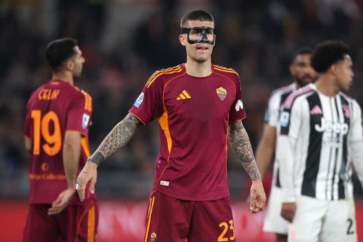 Gianluca Mancini durante Roma-Juventus di Serie A