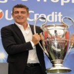 Gianluca Pagliuca poses with the trophy during the UEFA Champions League Trophy Tour 2012/13 on September 28, 2012 in Bologna, Italy
