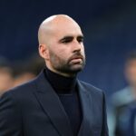 Claudio Giraldez, Head Coach of Celta Vigo, looks on prior to the LaLiga EA Sports match between Real Madrid CF and RC Celta de Vigo at Estadio Santiago Bernabeu on December 07, 2025 in Madrid, Spain.