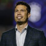 Former player of San Pablo Hernanes smiles during a tribute after his retirement before the match between Sao Paulo and Santos as part of Brasileirao Series A 2022 at Morumbi Stadium on May 02, 2022 in Sao Paulo, Brazil.