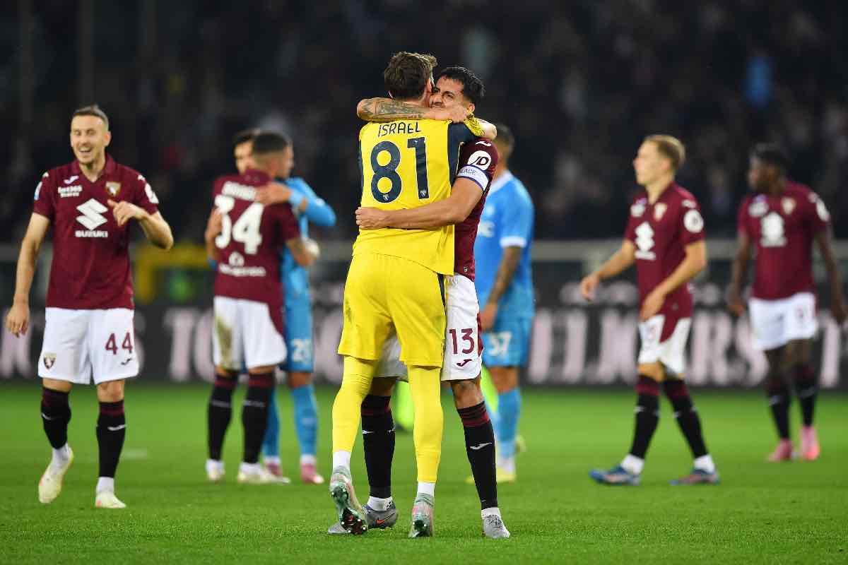 Israel e Maripan esultano dopo la vittoria in Torino-Napoli