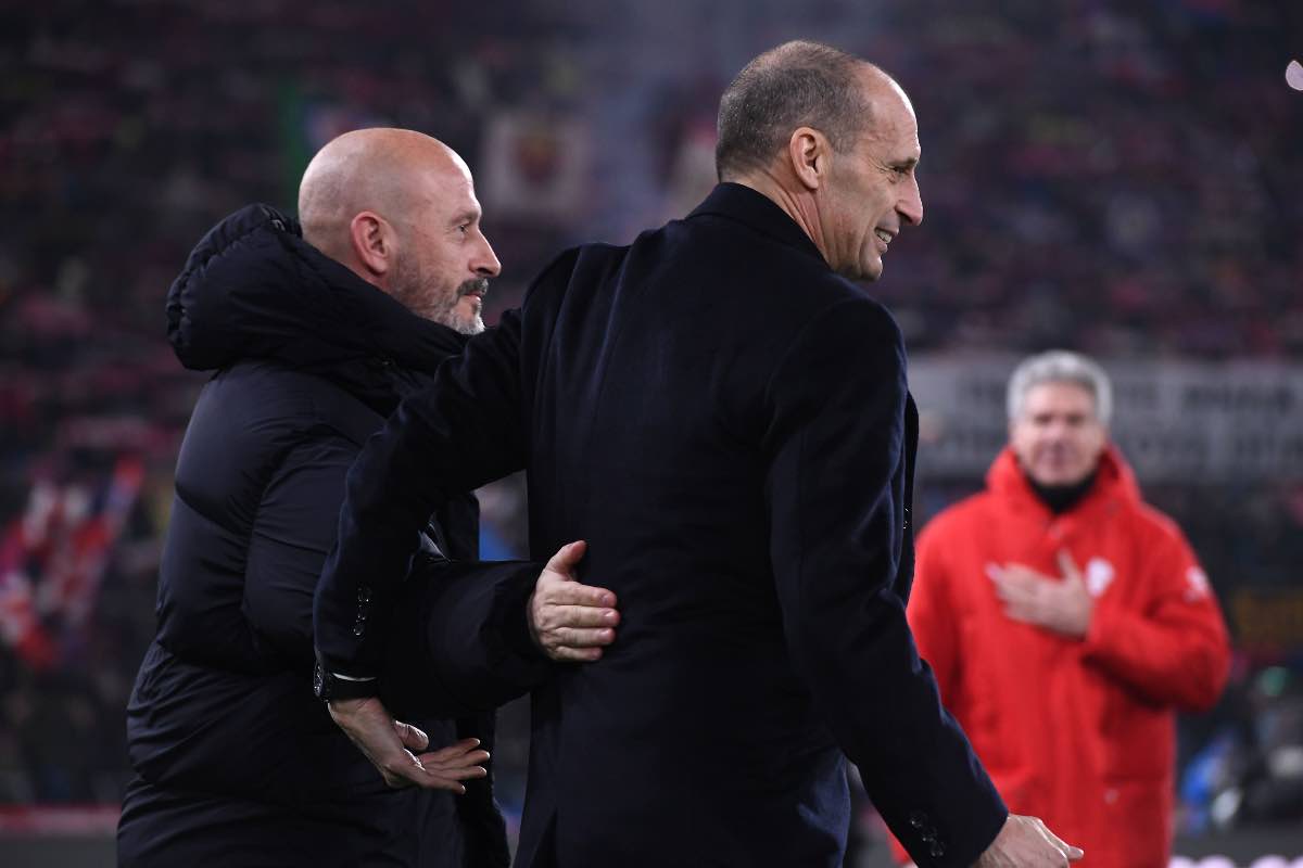 Vincenzo Italiano e Max Allegri durante Bologna-Milan