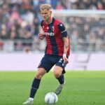 Jens Odgaard in azione durante Bologna-Hellas Verona