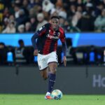 Jhon Lucumí in azione durante Bologna-Inter di Supercoppa Italiana