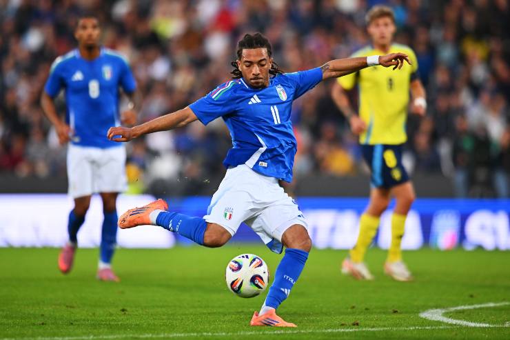 OCTOBER 10: Luca Koleosho of Italy U21 during the UEFA Under21 EURO Qualifier betweenItaly U21 v Sweden U21 and ad hoc Arena im Ernst-Abbe-Sportfeld on October 10, 2025 in Cesena, Italy.