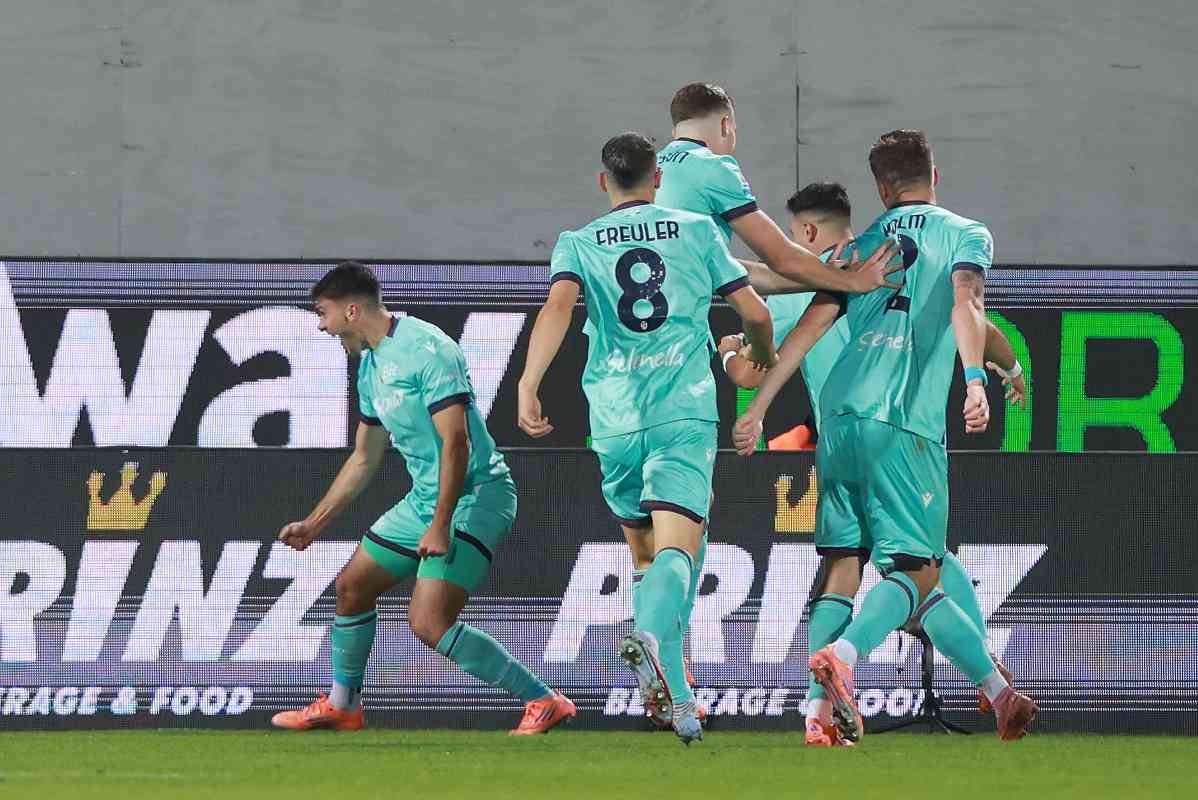 L'esultanza di Cambiaghi al gol del raddoppio
