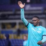 Jhon Lucumi of Bologna FC celebrates winning the match against Parma during the Serie A match between Parma Calcio 1913 and Bologna FC 1909 at Stadio Ennio Tardini on November 02, 2025 in Parma, Italy.