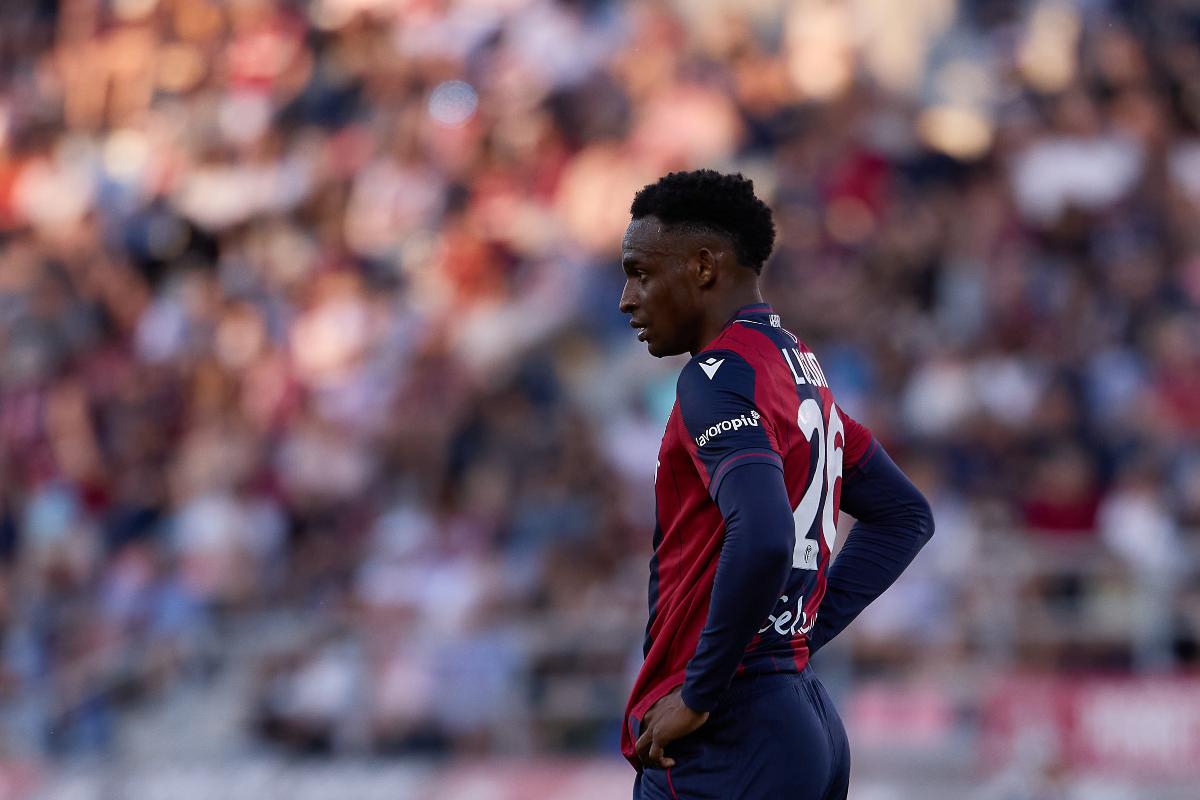 BOLOGNA, ITALY - APRIL 25: Jhon Lucumí of Bologna FC looks on during the Serie A match between Bologna FC 1909 and AS Roma at Renato Dall'Ara Stadium on April 25, 2026 in Bologna, Italy.